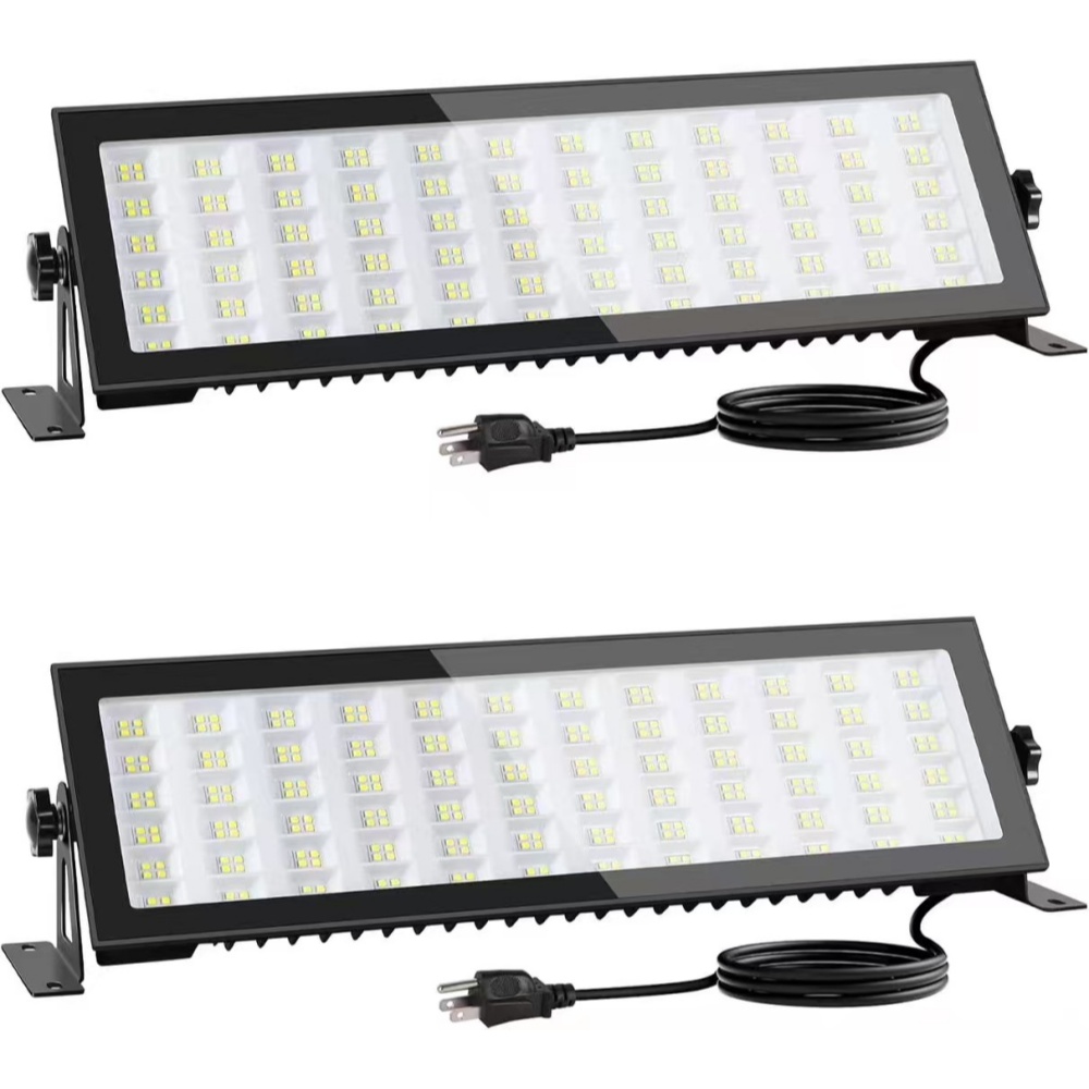 Outdoor Lighting No Outlet - LEDショップライト、144W 12000LM 6000K プラグインガレージライト、150CMコード内蔵コンセント付き、ガレージ、作業場、倉庫、ユーティリティルーム用