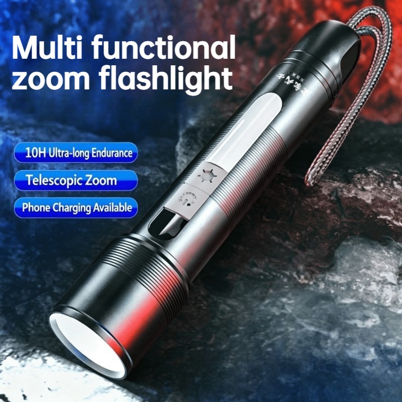 Outdoor Lighting Portable - 多機能 LED 懐中電灯ズーム可能な COB サイドライト充電式パワーバンクポータブル防水トーチアウトドアキャンプハイキング