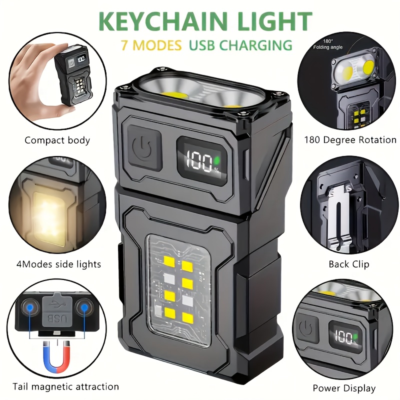 Outdoor Lighting Guide - ミニ充電式 LED ポケット懐中電灯ポータブルサイド COB トーチクリップテールマグネットライト付き超高輝度屋外キャンプランタン