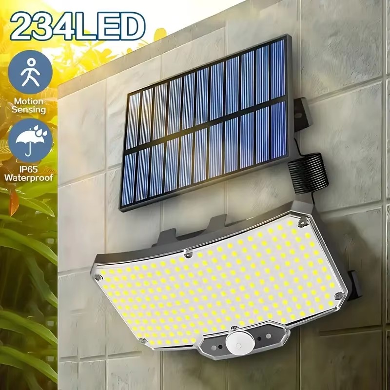 Outdoor Lighting Lamps - 234LED ソーラー屋外ライト モーションセンサー 超高輝度 リモートウォールフラッドランプ セキュリティ防水