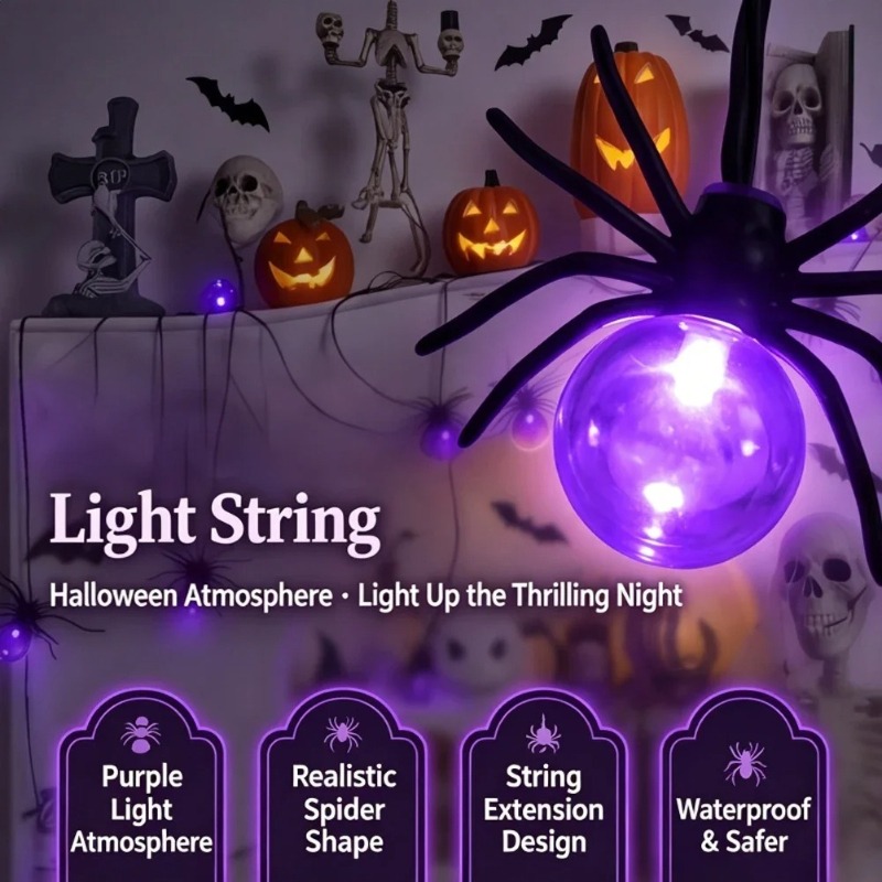 Outdoor Lighting Battery Powered - 電池式スパイダーLEDストリングライト、ハロウィン屋外装飾、庭やガーデンパーティー用