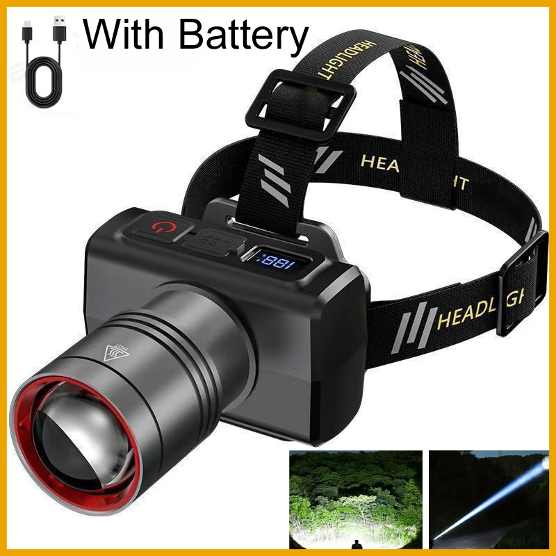 Outdoor Lighting With Motion Sensor - 2026 LEDデジタル充電式ヘッドランプ 超高輝度ヘッドLEDライト モーションセンサー懐中電灯 アウトドアキャンプ用フラッシュランタン