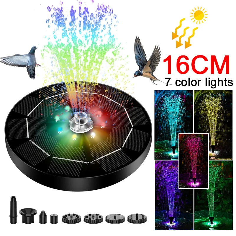 Outdoor Lighting Traditional - 回転式ソーラーLED噴水,3W, 6ノズル,屋外ウォーターポンプ,庭,バードバス