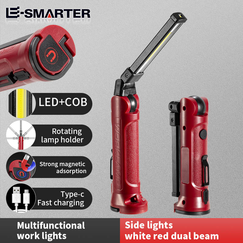 Outdoor Lighting Guide - COB LED ワークライト充電式折りたたみ懐中電灯屋外キャンプ車修理照明ポータブルランプ磁気吊りフック付き