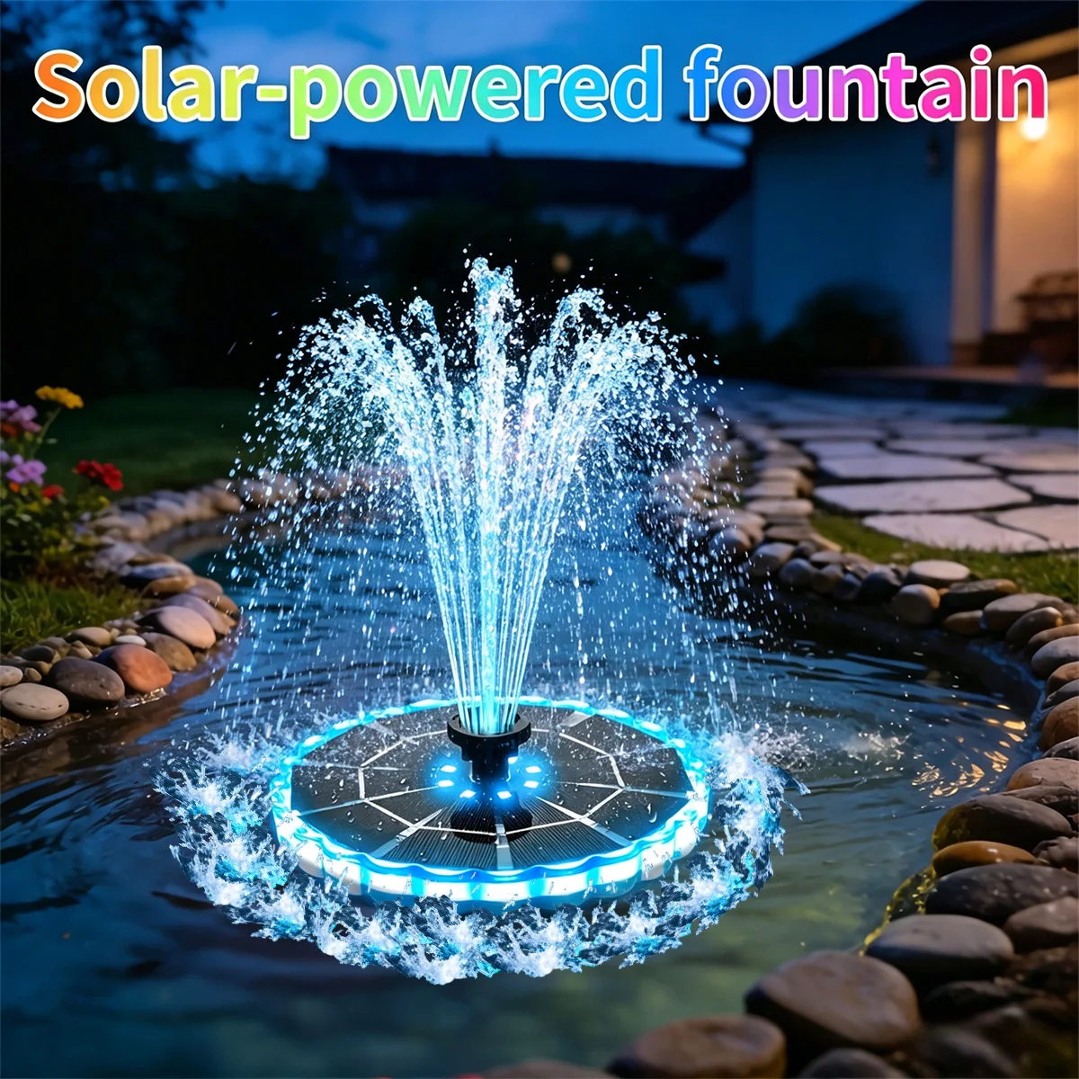 Outdoor Lighting Traditional - 3.5W屋外ソーラー噴水、庭園用、屋内池用ソーラーポンプキット、7種類のノズル付き噴水ライト、7色鳥用バスタブ
