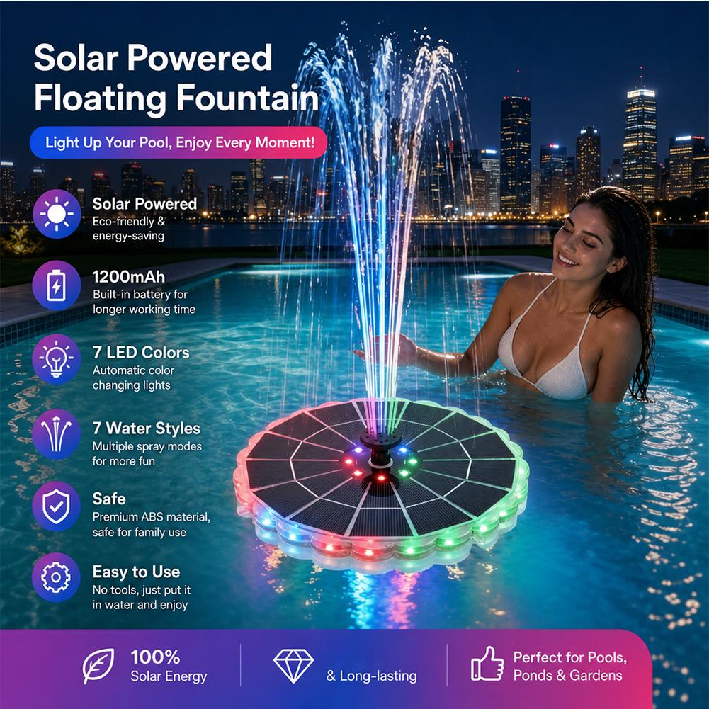 Outdoor Lighting Traditional - 3.5W屋外ソーラー噴水ポンプキット、7つのノズル、7色ライト、庭の鳥の水浴び場、屋内池用