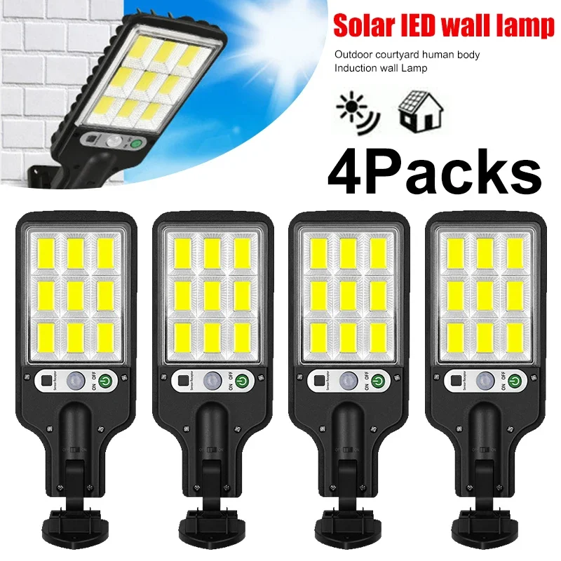 Outdoor Lighting Lamps - 強力なLEDソーラー屋外中庭壁掛けランプ充電式誘導ソーラーガーデンライトテラスガレージドア街路灯