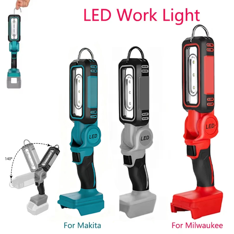 Outdoor Lighting Milwaukee - 1200lm コードレス LED ワークライト Dewalt/Makita/Milwaukee 18V