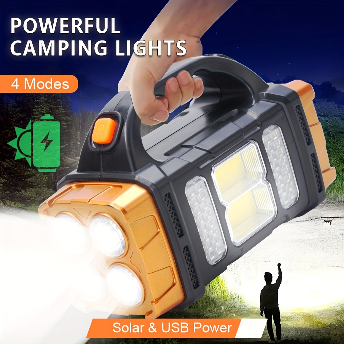 Outdoor Lighting Guide - 新しいアップグレード充電式ハイパワーソーラー LED 懐中電灯電源銀行付き防水多機能ハンドランプ屋外用