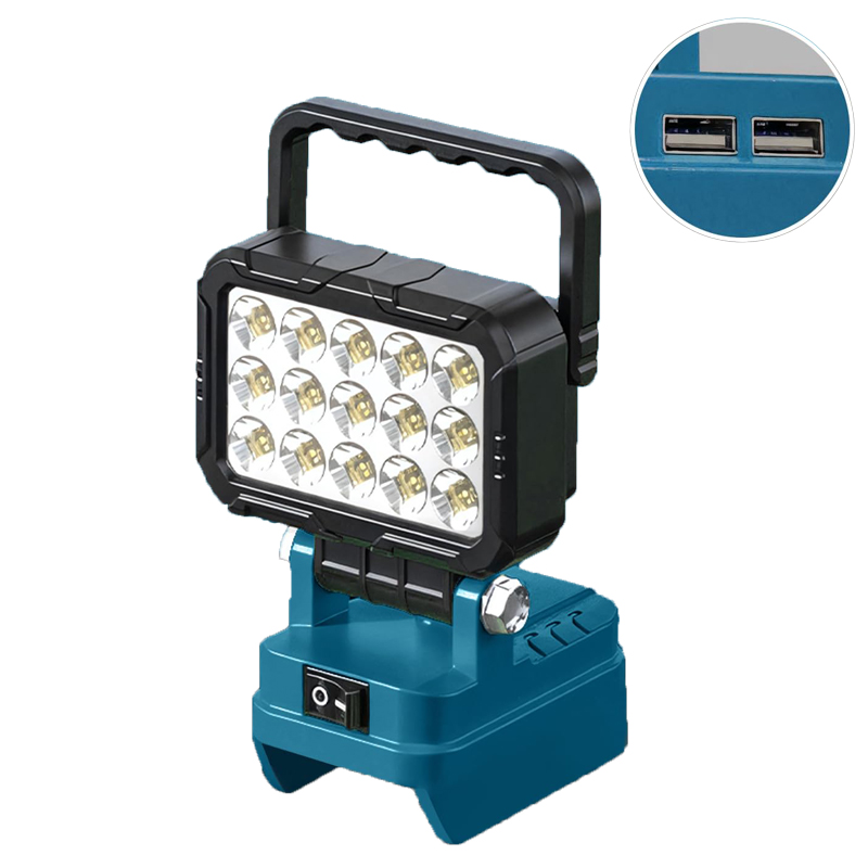 Outdoor Lighting Milwaukee - マキタ/ミルウォーキー18Vリチウムバッテリー対応のポータブル作業灯・家庭用照明トーチ、2つのUSB充電ポート付きでアウトドアキャンプに最適