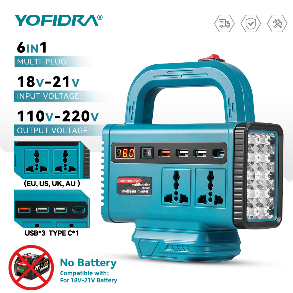 Outdoor Lighting Battery Powered - YOFIDRA 220V ポータブルパワーインバーター 屋外緊急電源 USB Type-C