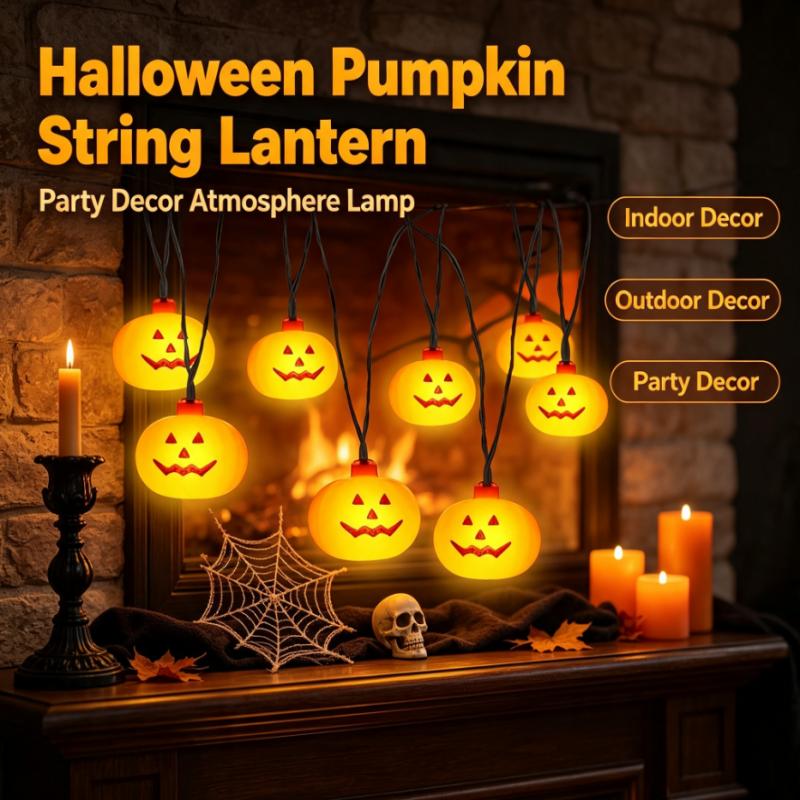 Outdoor Lighting Battery Powered - 電池式ハロウィンパンプキンストリングライト20LED、ジャックオーランタンガーランド、屋内外パーティー、秋祭り用
