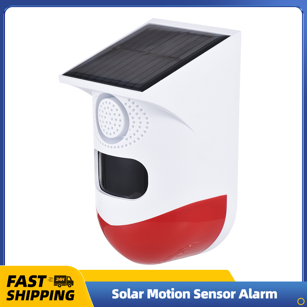 Outdoor Lighting With Motion Sensor - ソーラーモーションセンサー付き屋外警報器,120dBの大きなサイレン,LEDストロボライト,防水セキュリティ警報器,農場での充電式