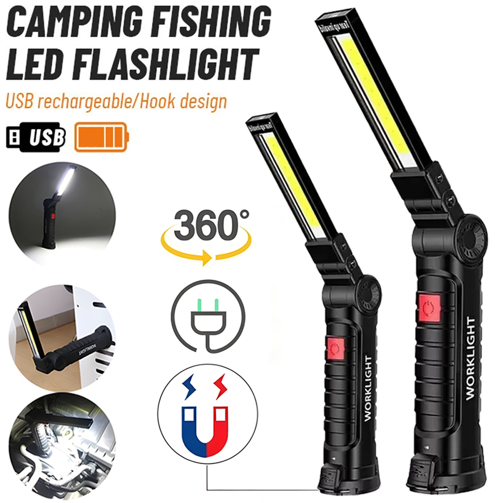 Outdoor Lighting Guide - LED COB 懐中電灯 USB 充電式トーチ検査ランプ 磁気付き、フック