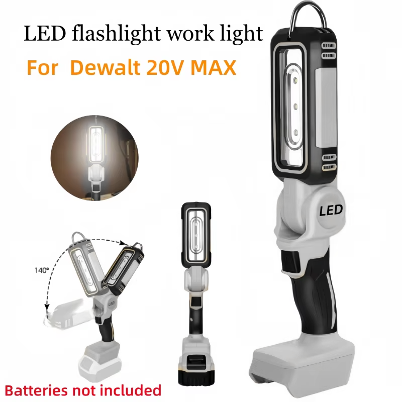 Outdoor Lighting Milwaukee - コードレスLED作業灯 1000LM デウォルト20V MAXリチウム電池対応、140度回転、キャンプや屋外照明に最適