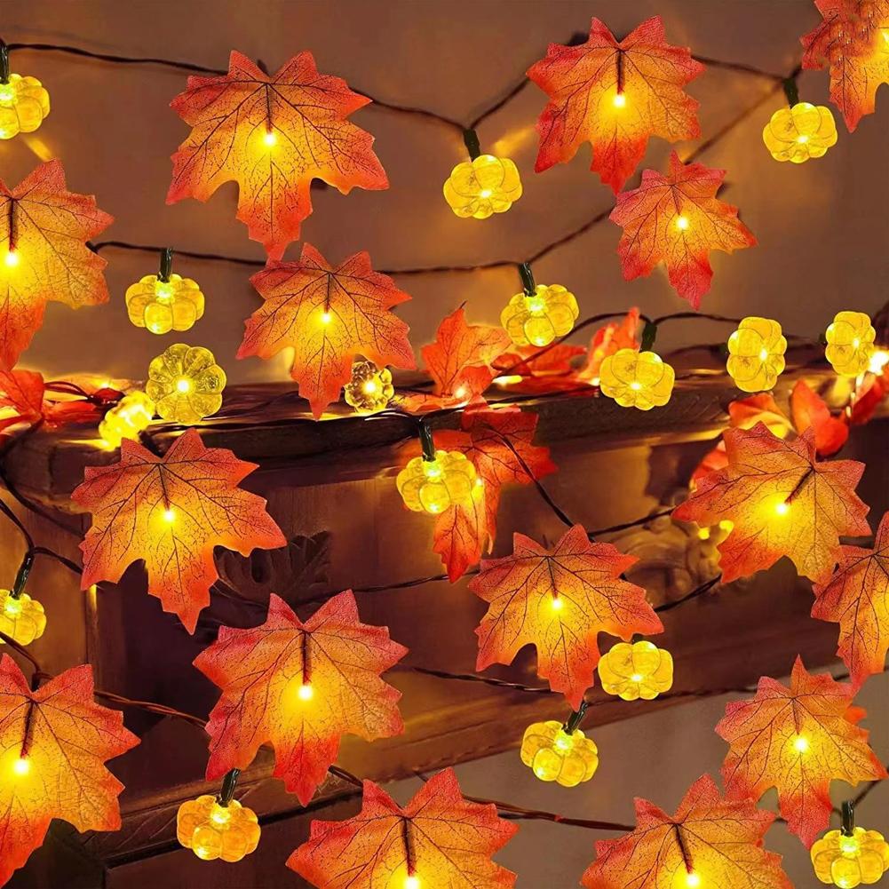 LED メープルリーフフラットパンプキンストリングライト電池 - Outdoor Lighting Battery Operated のレビューと価格
