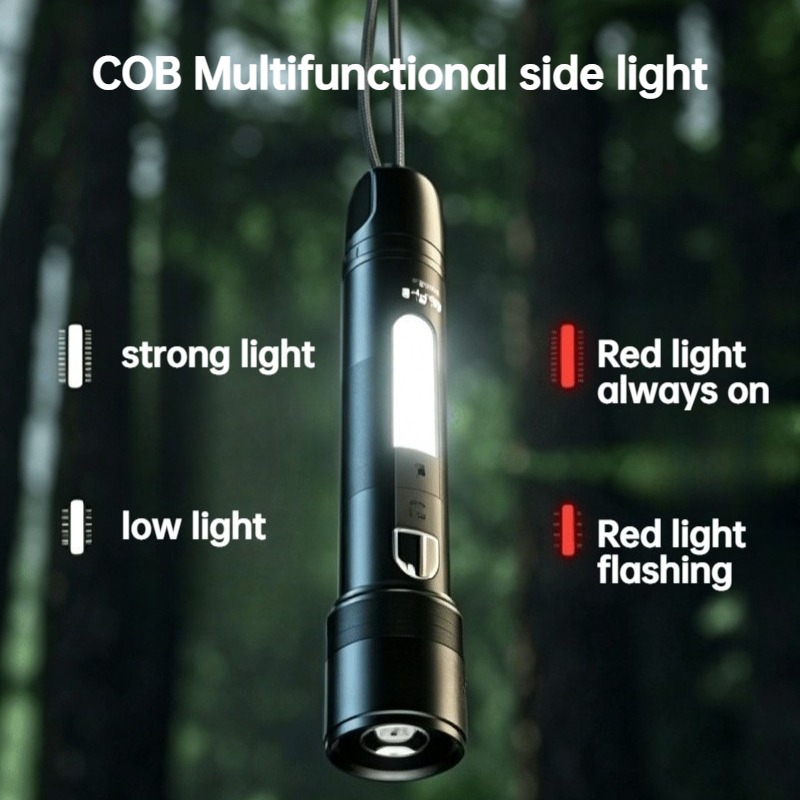 多機能 LED 懐中電灯ズーム可能な COB サイドライト充 - Outdoor Lighting Portable のレビューと価格