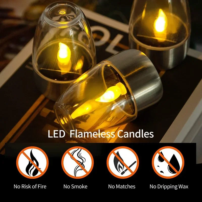 太陽光発電フレームレスキャンドル屋外防水 LED ナイトライ - Outdoor Lighting Battery Operated のレビューと価格