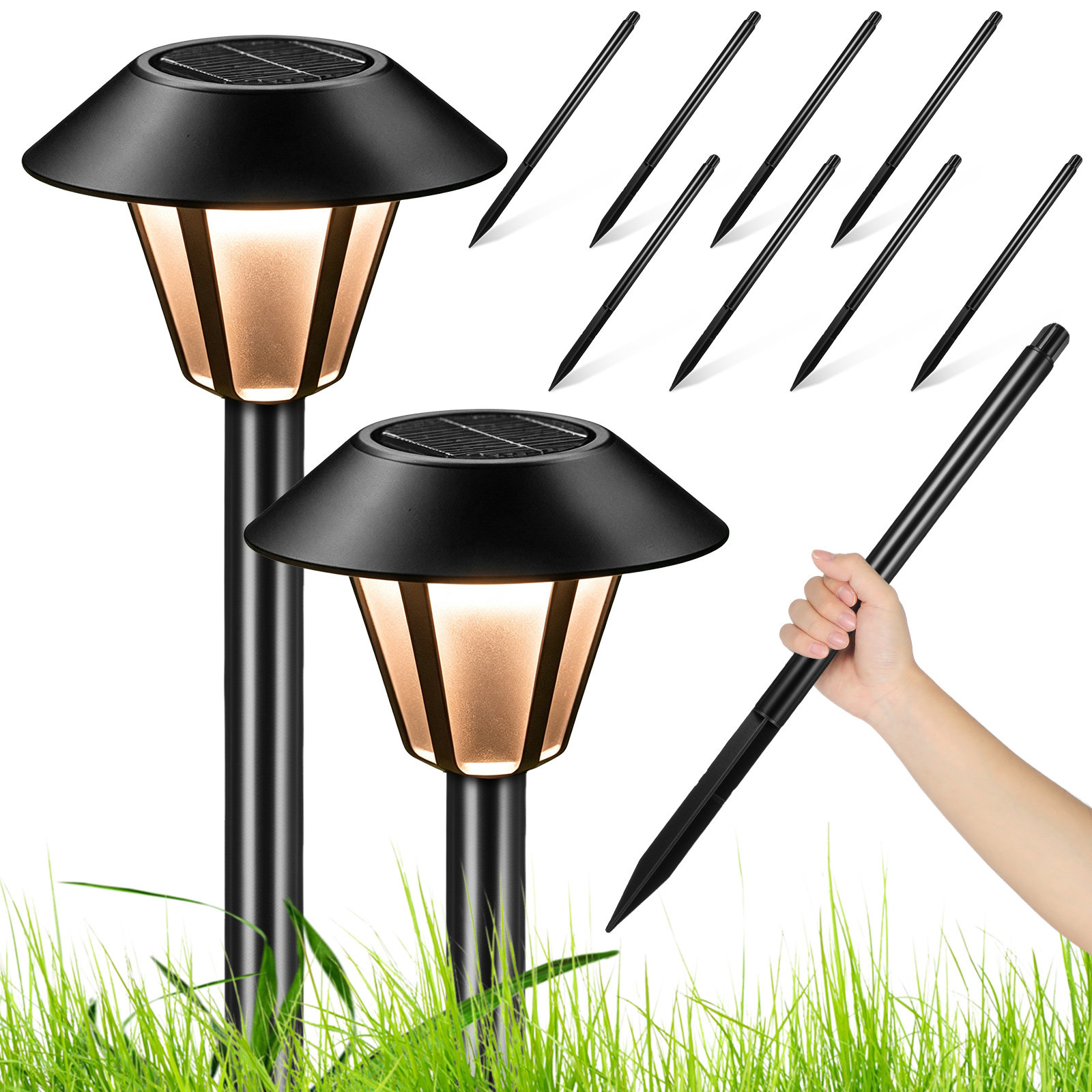 8個セット ソーラーライト用スタック ブラックプラスチック製 - Outdoor Lighting In Ground のレビューと価格