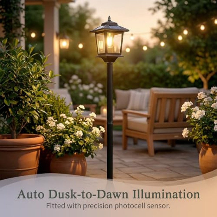 屋外ソーラーポストライト、2個パック63インチ夕暮れから夜明 - Outdoor Lighting Lamps のレビューと価格