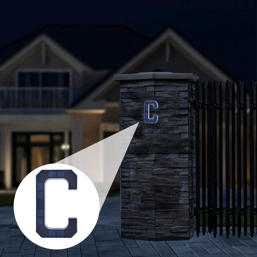 ソーラーアドレス番号サイン、LEDライト付きA-D文字ハウス - Outdoor Lighting On House のレビューと価格