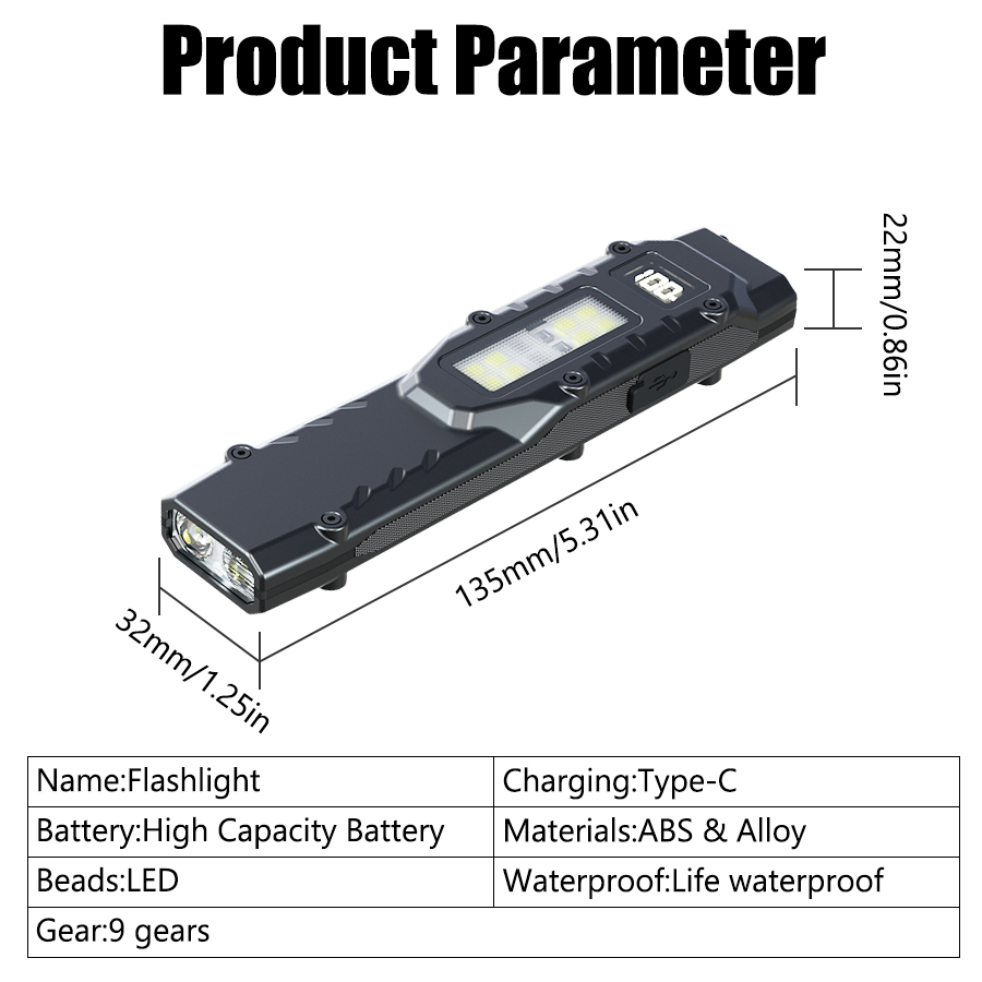 戦術用懐中電灯 超薄型22mm、デュアル光源（メインライト+ - Outdoor Lighting Mains Powered のレビューと価格