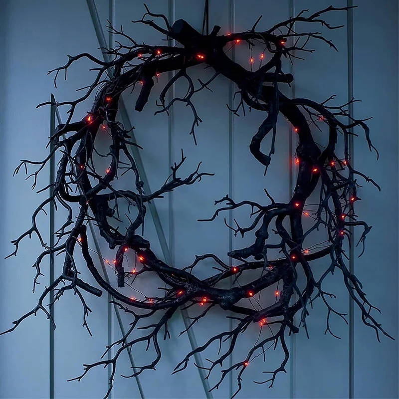 LEDライト付きハロウィーンの花輪,黒い枝のきらびやかな装飾 - Outdoor Lighting On House のレビューと価格