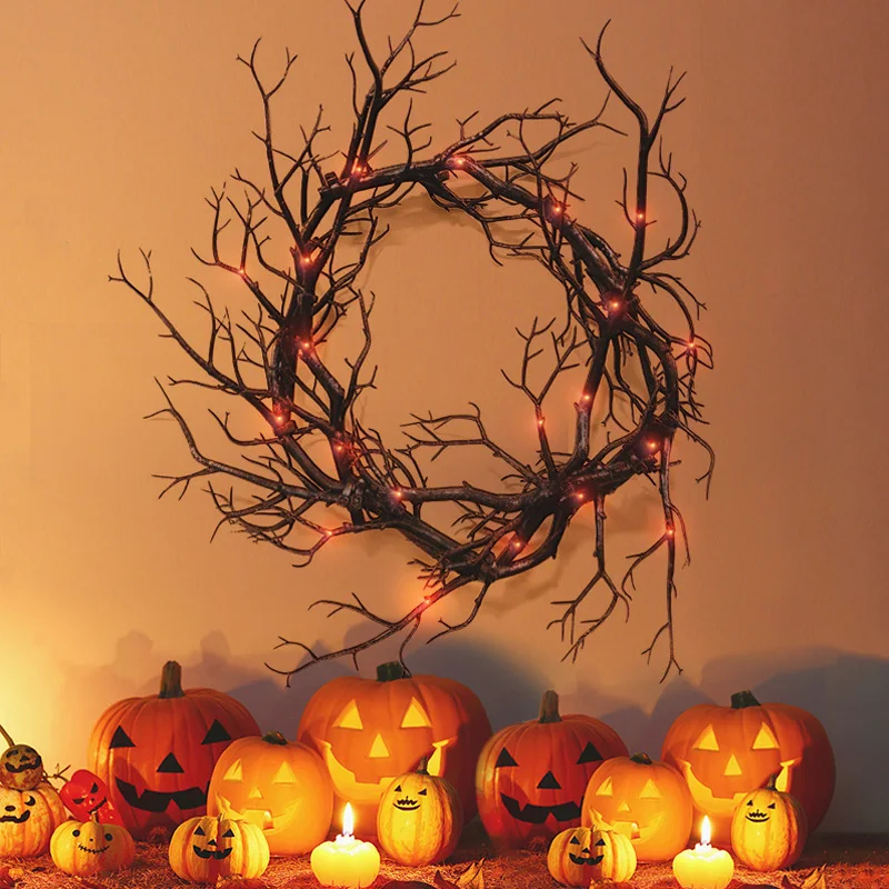 LEDライト付きハロウィーンの花輪,黒い枝のきらびやかな装飾 - Outdoor Lighting On House のレビューと価格