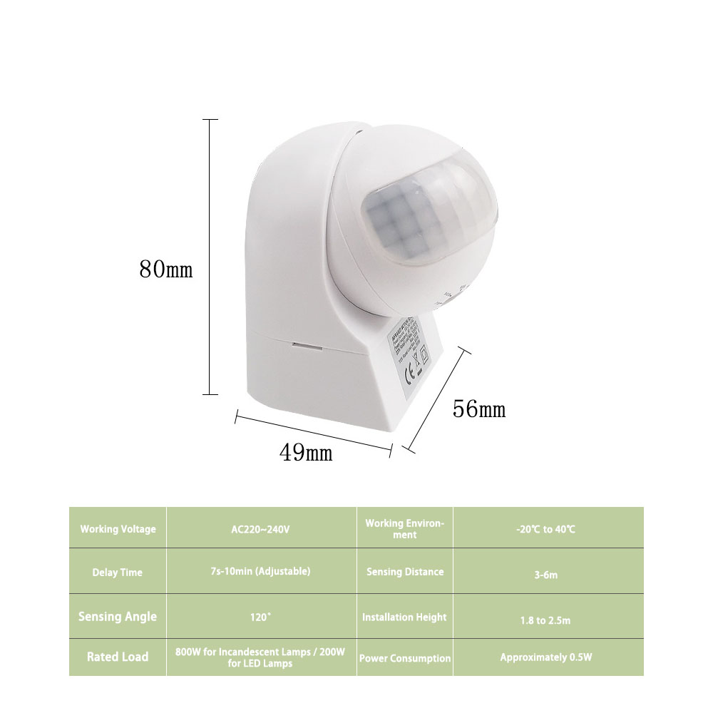 220V 屋外防水壁掛け赤外線 PIR モーションセンサース - Outdoor Lighting With Motion Sensor のレビューと価格