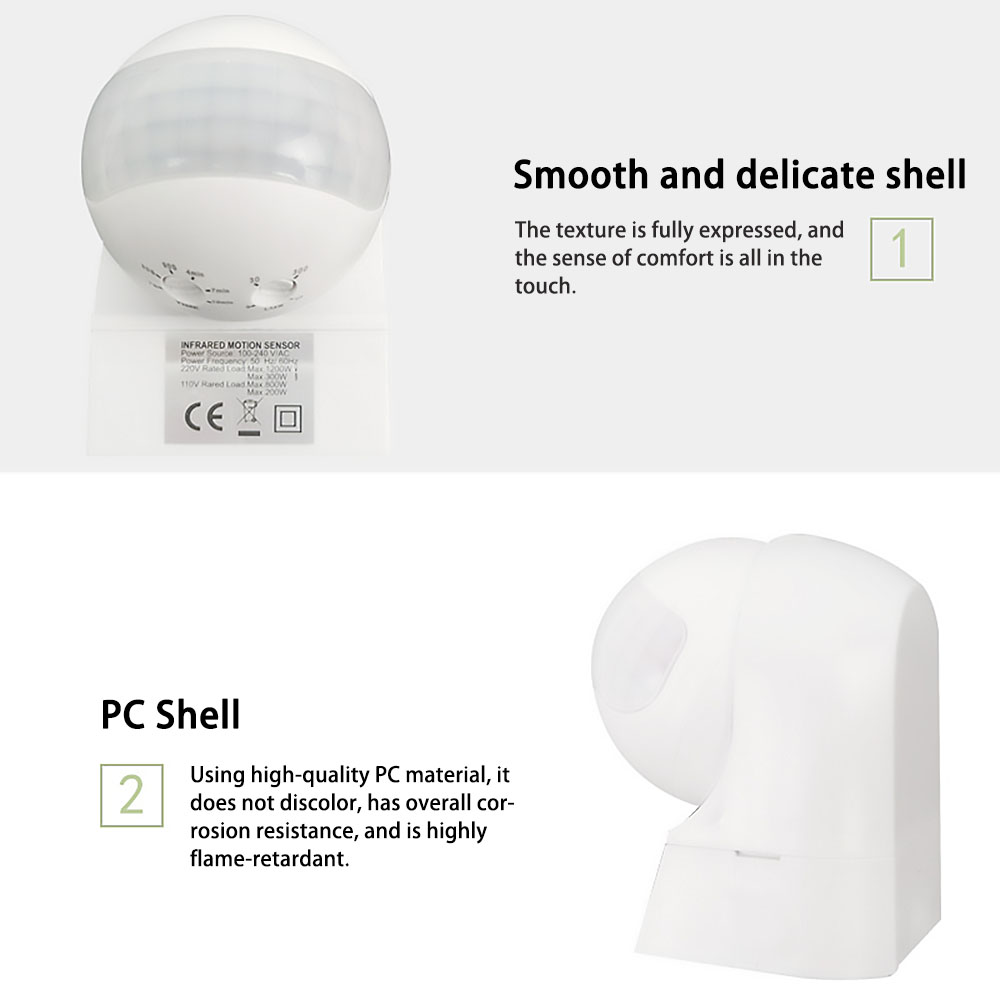 220V 屋外防水壁掛け赤外線 PIR モーションセンサース - Outdoor Lighting With Motion Sensor のレビューと価格