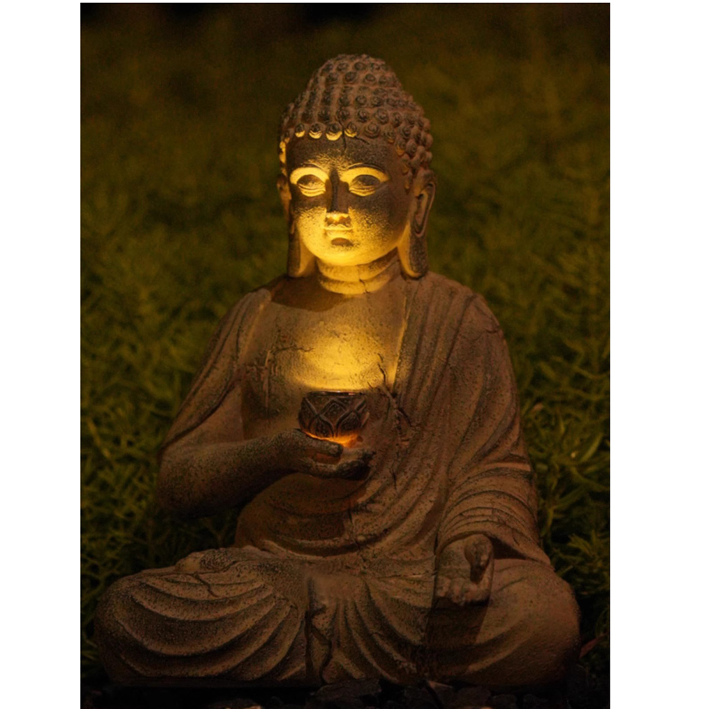 樹脂ソーラー仏像彫刻庭の装飾ライト禅アジアン日本庭園の装飾屋 - Outdoor Lighting Traditional のレビューと価格