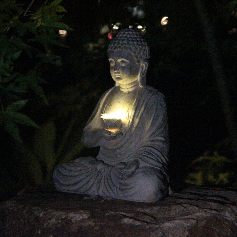 樹脂ソーラー仏像彫刻庭の装飾ライト禅アジアン日本庭園の装飾屋 - Outdoor Lighting Traditional のレビューと価格