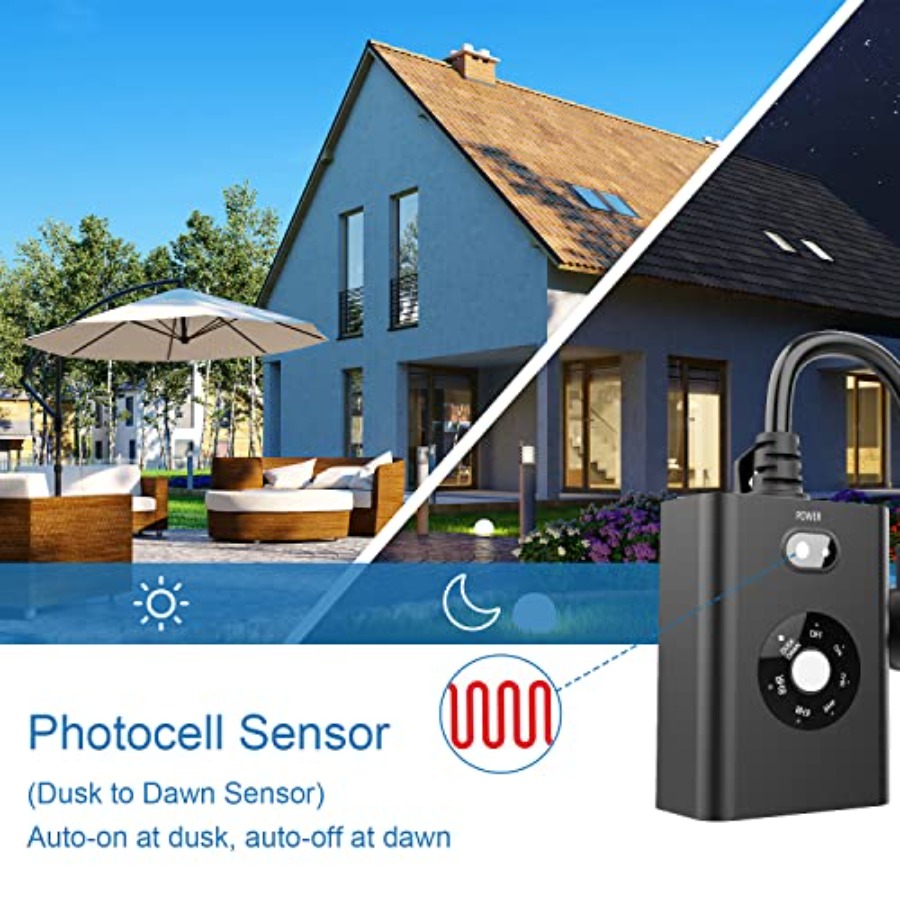 屋外センサーライト用タイマー 夕暮れから夜明けまで点灯、防水 - Outdoor Lighting No Outlet のレビューと価格
