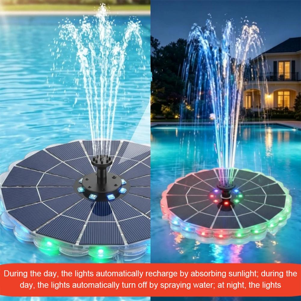 3.5W屋外ソーラー噴水ポンプキット、7つのノズル、7色ライ - Outdoor Lighting Traditional のレビューと価格