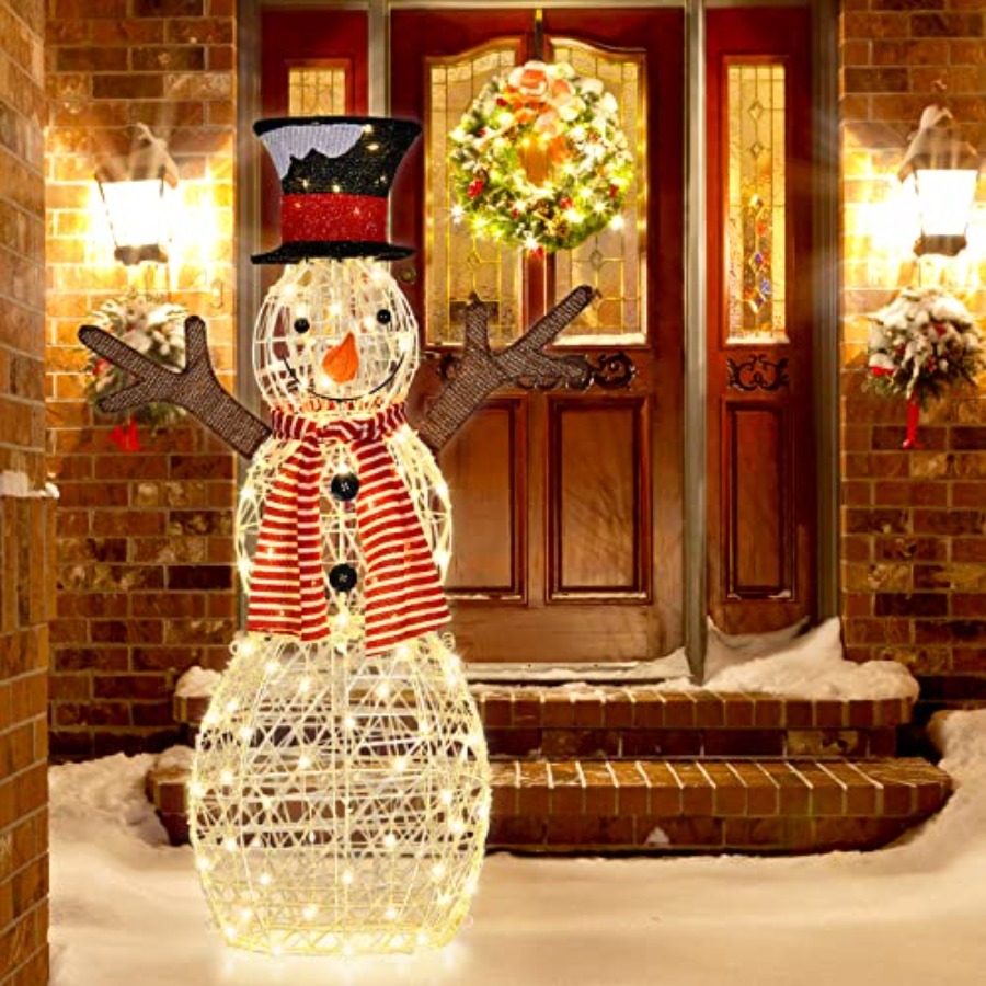 クリスマス屋外用ライトアップスノーマンヤードデコレーション、 - Outdoor Lighting In Ground のレビューと価格