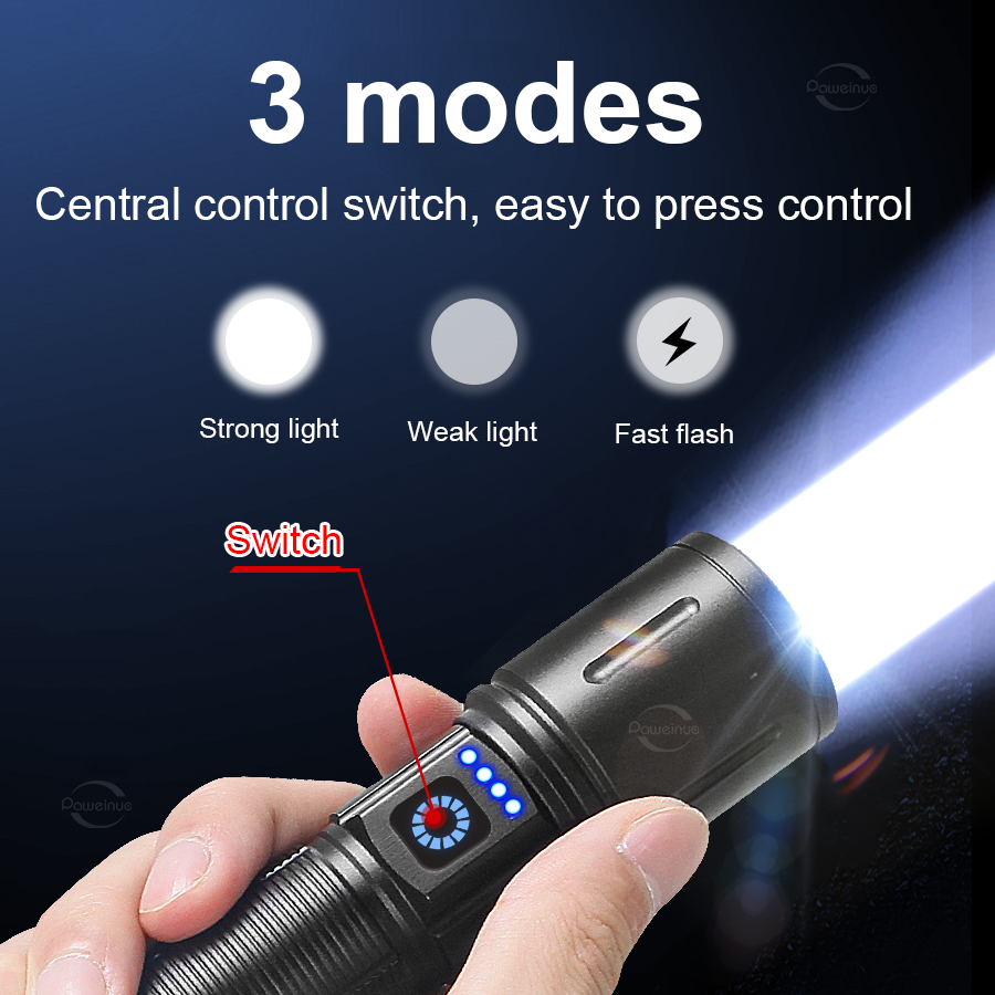 超強力な懐中電灯高ルーメン強力な光充電式ポータブルトーチ超強 - Outdoor Lighting Mains Powered のレビューと価格