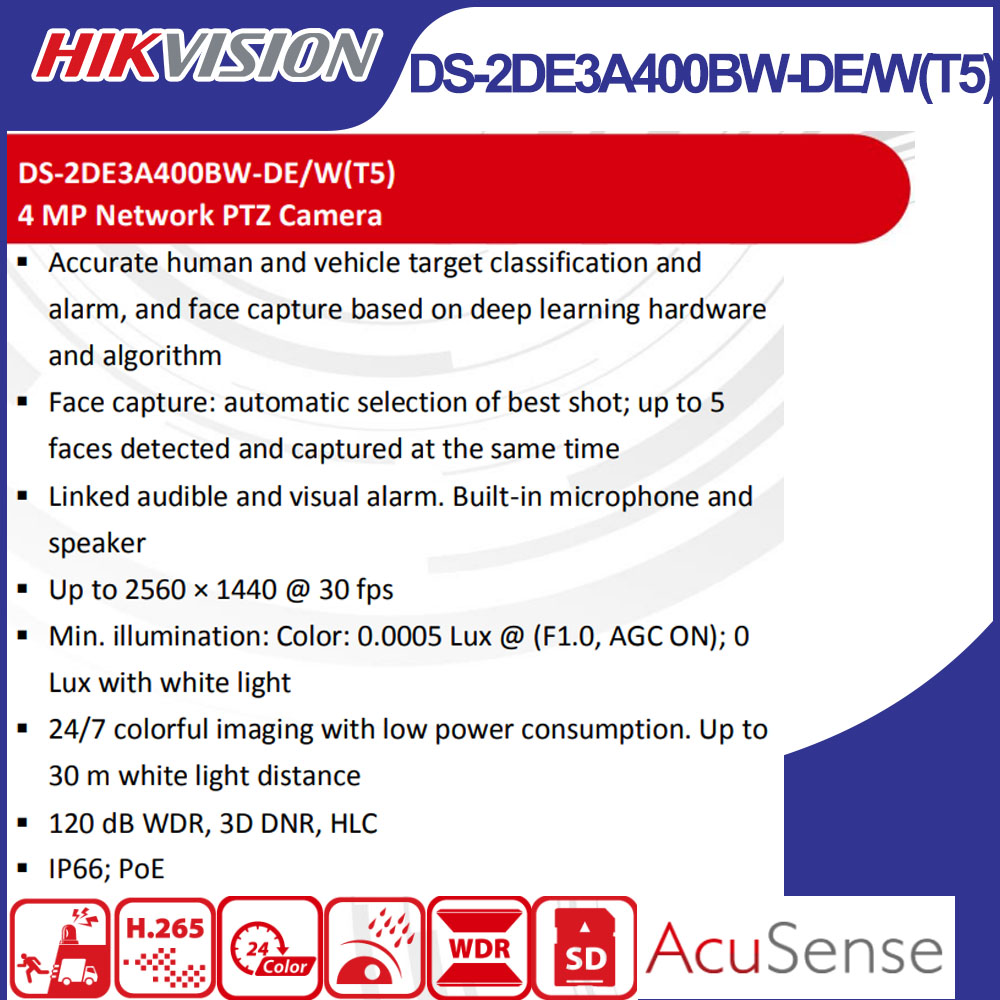Hikvision DS-2DE3A400BW-DE/W(T - Outdoor Lighting Mains Powered のレビューと価格