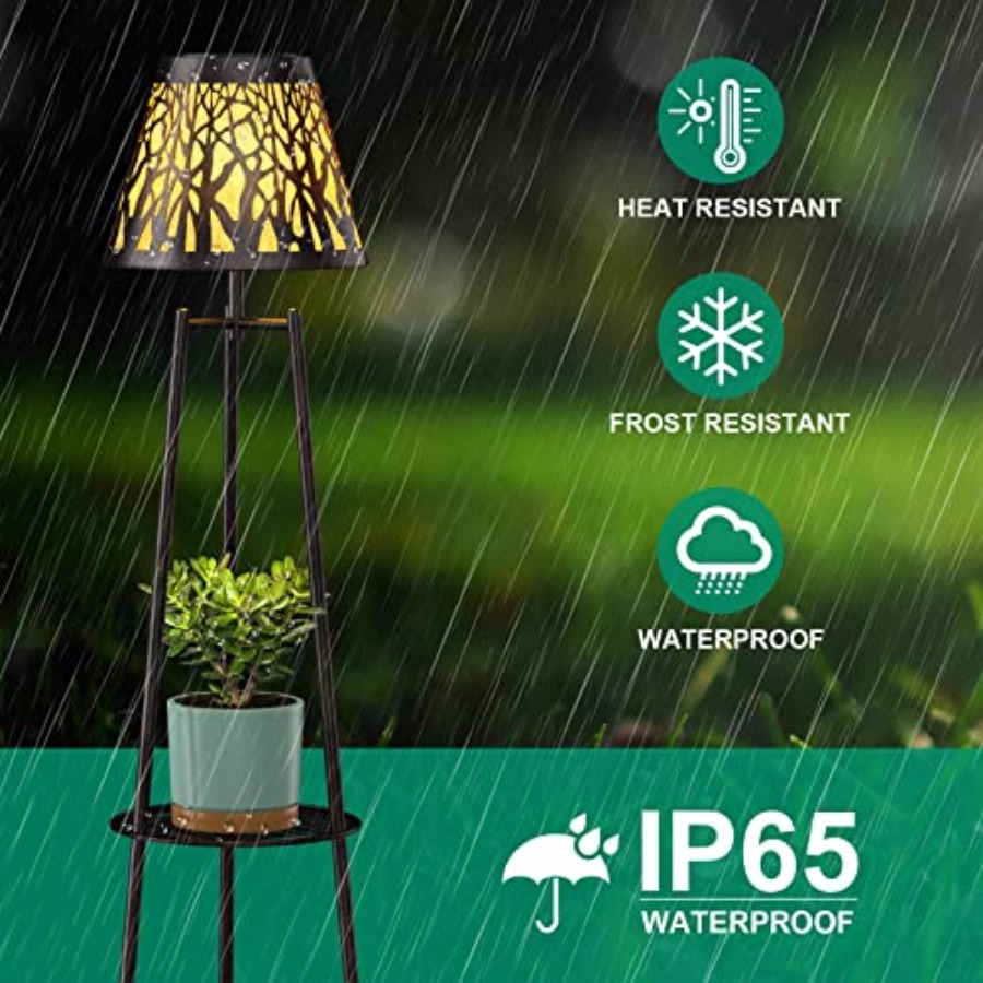 2パック屋外ソーラーフロアランプ、植物スタンド付き、防水メタ - Outdoor Lighting Lamps のレビューと価格
