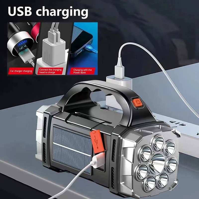 ポータブル強力な USB 充電式懐中電灯ソーラー LED ラ - Outdoor Lighting Portable のレビューと価格