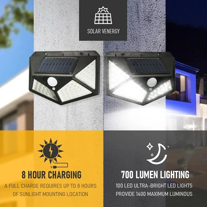 100Led 多機能ソーラーランプ屋外庭の装飾ソーラーライト - Outdoor Lighting With Motion Sensor のレビューと価格