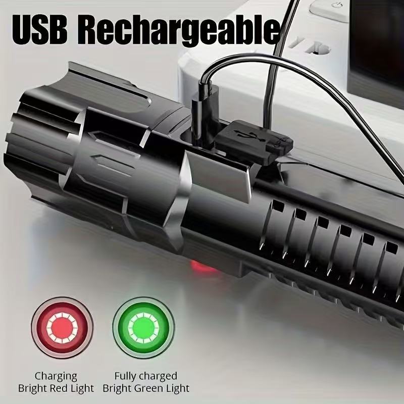 新型高出力LED懐中電灯 USB充電式トーチ ズーム機能付き - Outdoor Lighting Battery Powered のレビューと価格