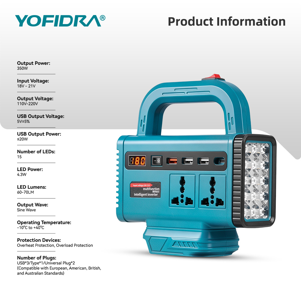 YOFIDRA 220V ポータブルパワーインバーター 屋外 - Outdoor Lighting Battery Powered のレビューと価格