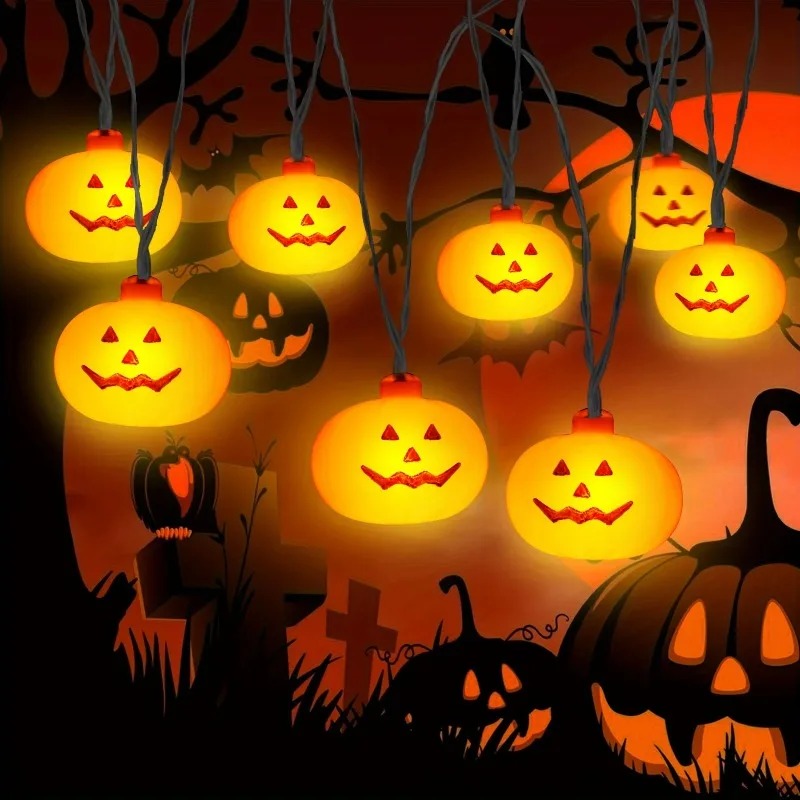 電池式ハロウィンパンプキンストリングライト20LED、ジャッ - Outdoor Lighting Battery Powered のレビューと価格