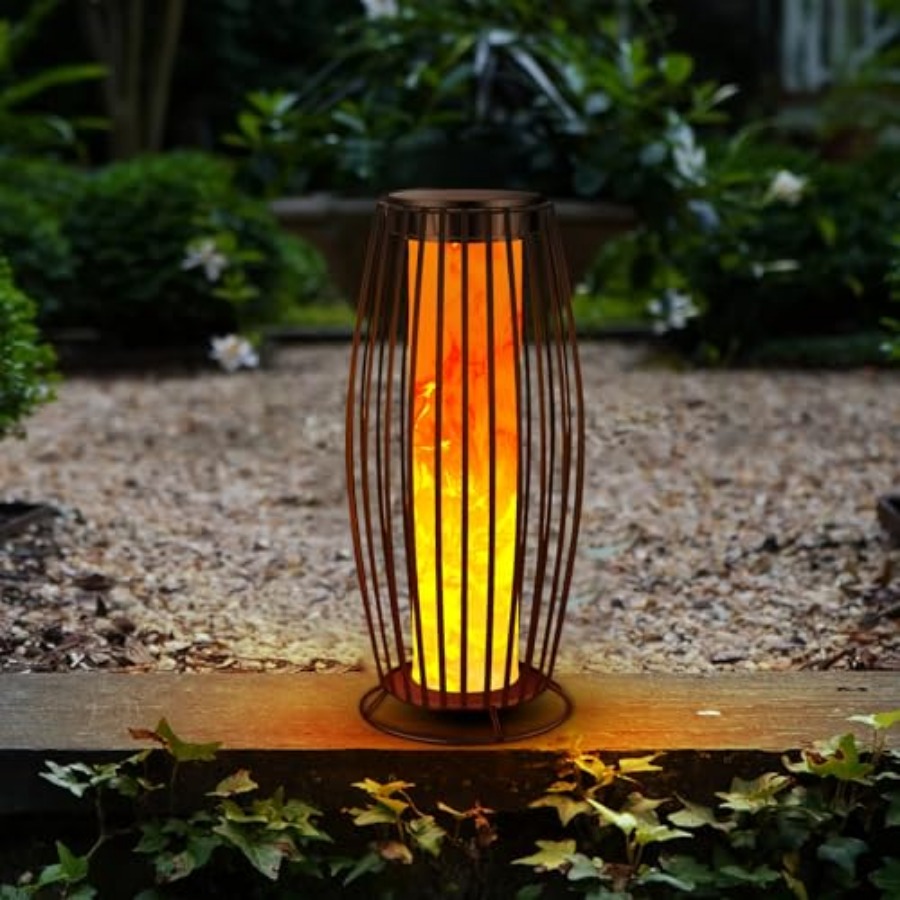 ソーラー屋外フロアランプ ちらつき炎ソーラー屋外ライト ソー - Outdoor Lighting Lamps のレビューと価格