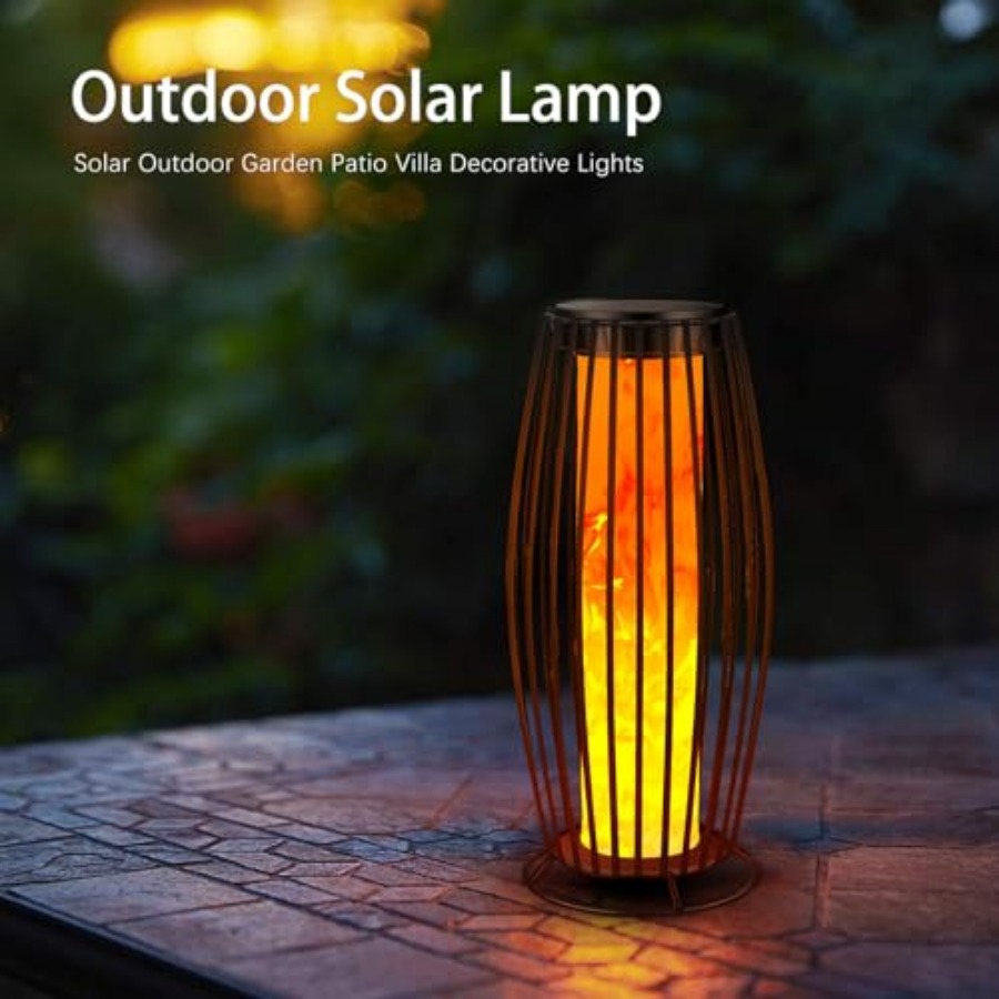 ソーラー屋外フロアランプ ちらつき炎ソーラー屋外ライト ソー - Outdoor Lighting Lamps のレビューと価格