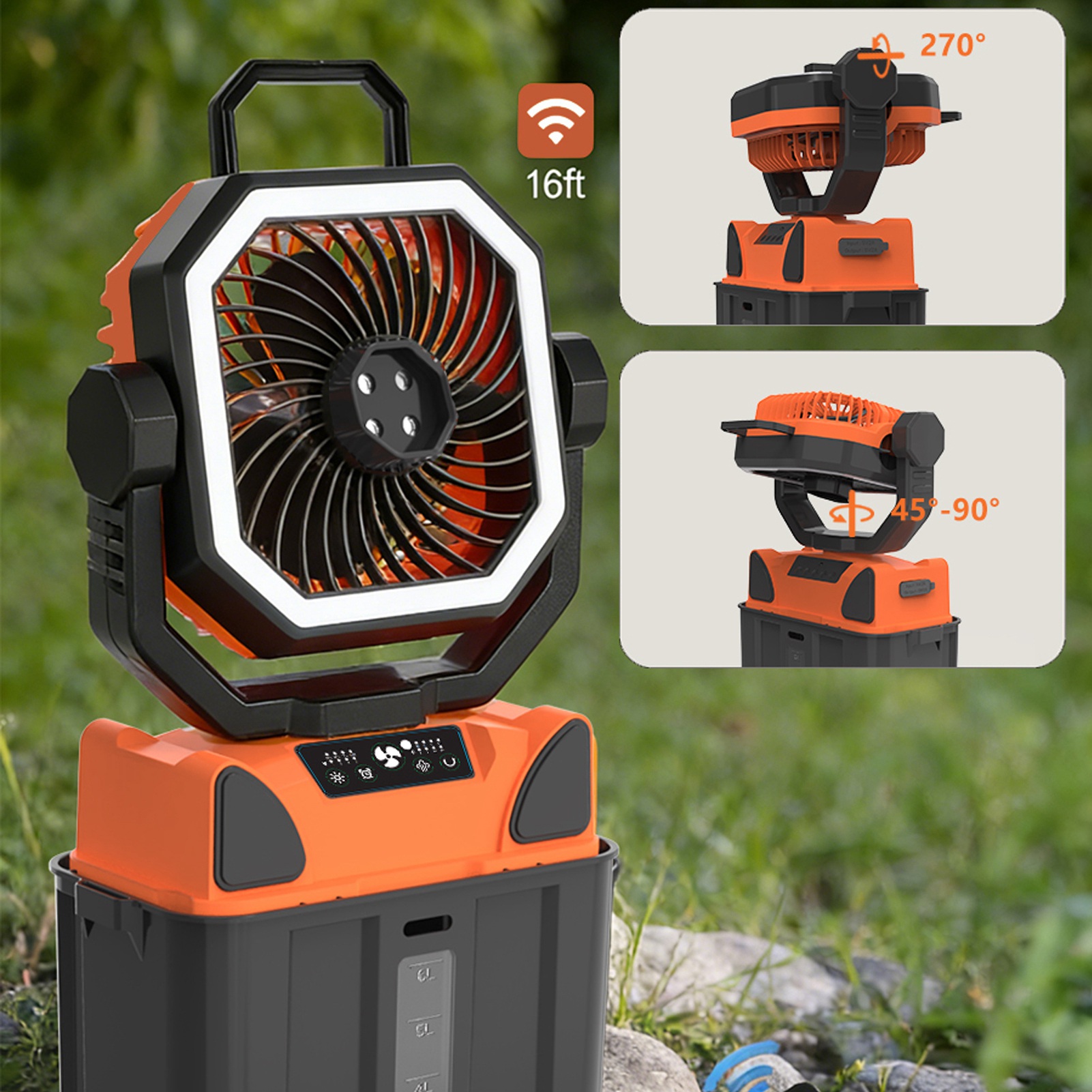 充電式キャンプファン、6Lバケツ、LEDライト、リモコン付き - Outdoor Lighting Battery Powered のレビューと価格