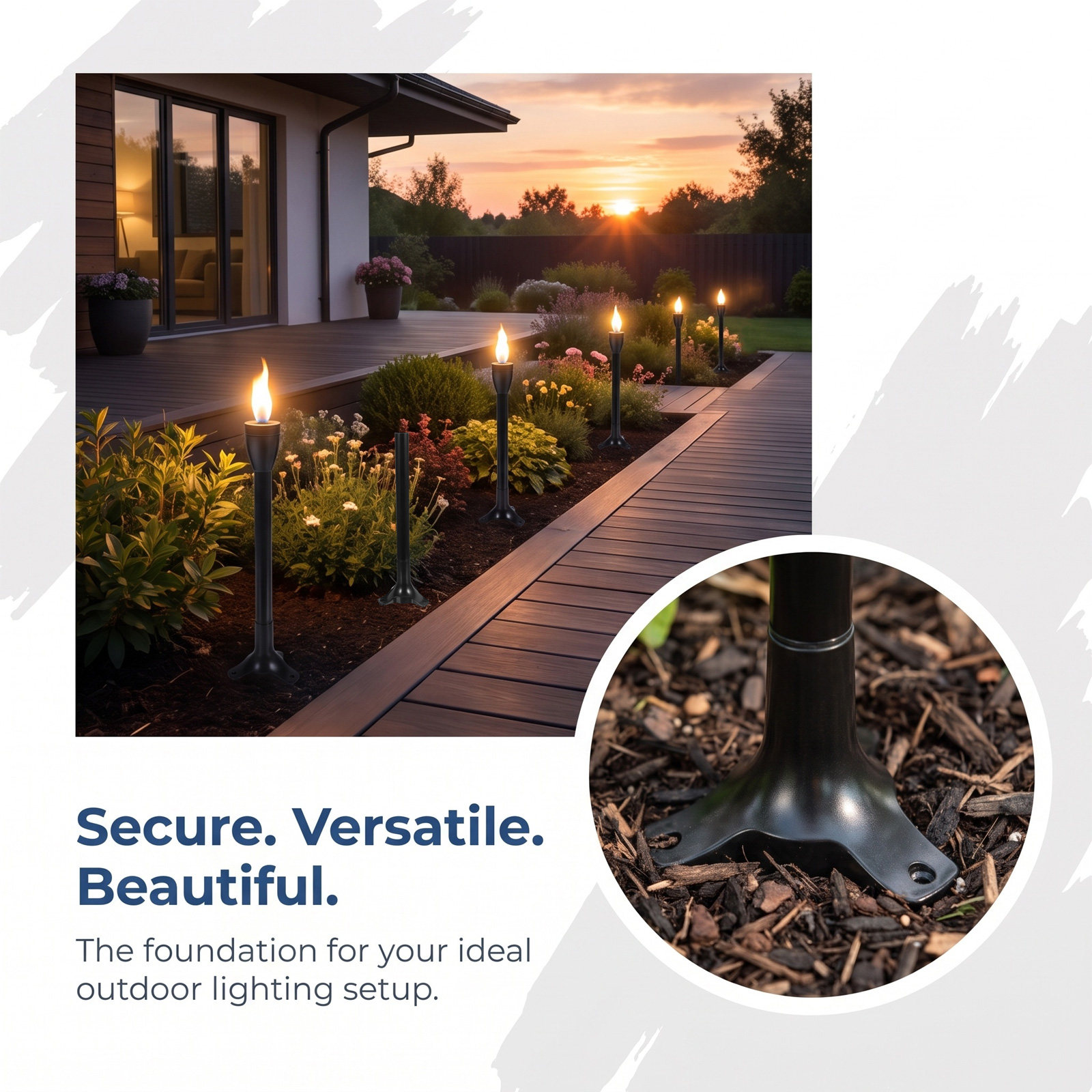 6個セット ガーデンライト用グラウンドステーク 安定したトー - Outdoor Lighting Lamps のレビューと価格